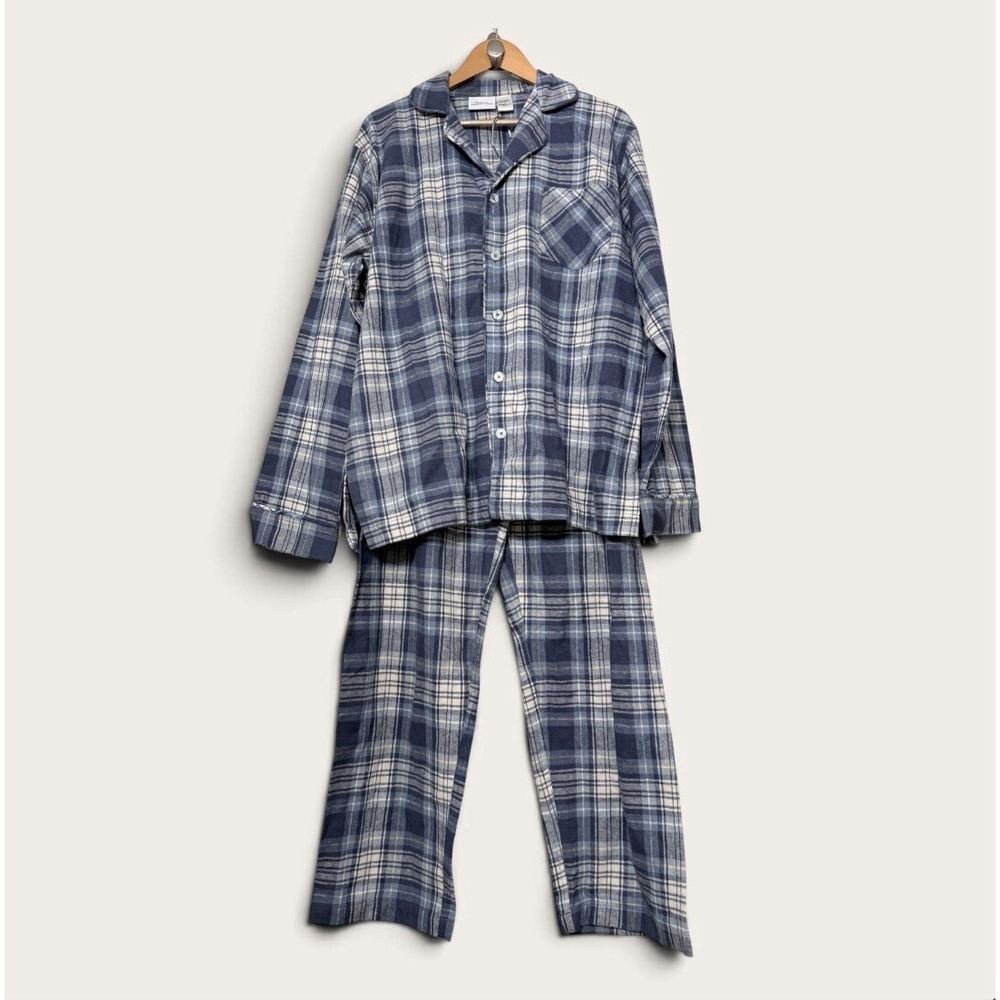 Vermont Country Store Men's Button Front Portuguese Cotton Flannel Pajama Set M